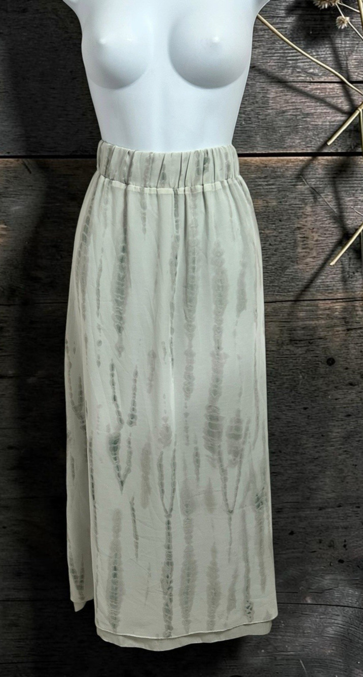 Philosophy Tie Dye Maxi Skirt Sz M Lined Long Elastic Waist Boho Light Gray